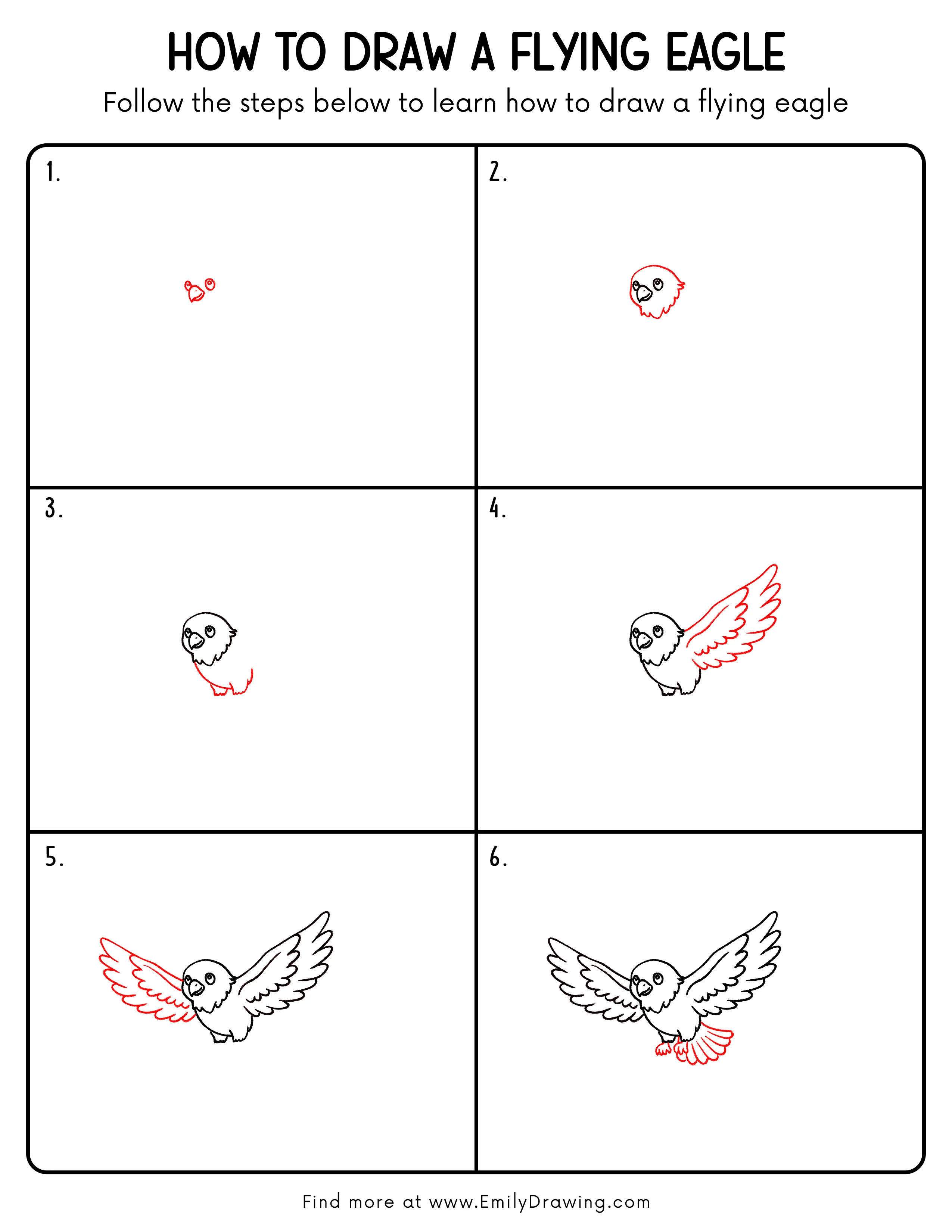 Printable Flying Eagle Drawing Guide